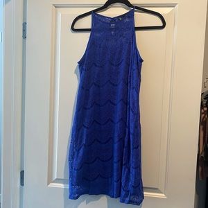 Boutique Bought - Blue Lace High-Neck Dress - Very Flattering & Comfortable!